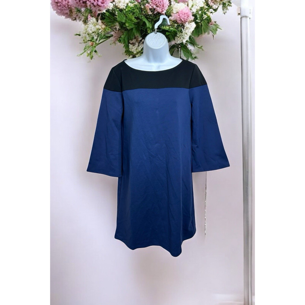 Gap Long-Sleeve Colorblock Shift Short Dress Ponte Sz Small Comet Blue New